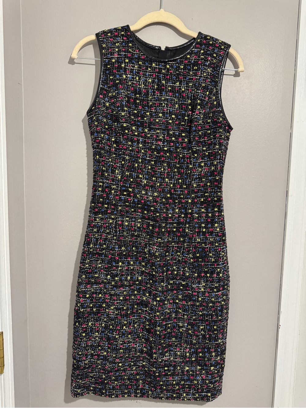 Jason Wu Resort 2013 Bouclé Tweed Sheath Dress Black Multicolor Patent Trim Sz 2